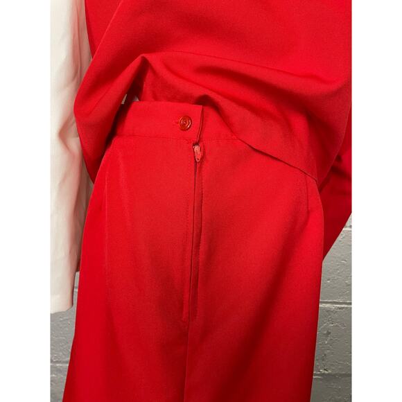 Vintage 1980s Red & White Color Block Plus Skirt Suit Volup Mod Size 24 - Picture 6 of 10